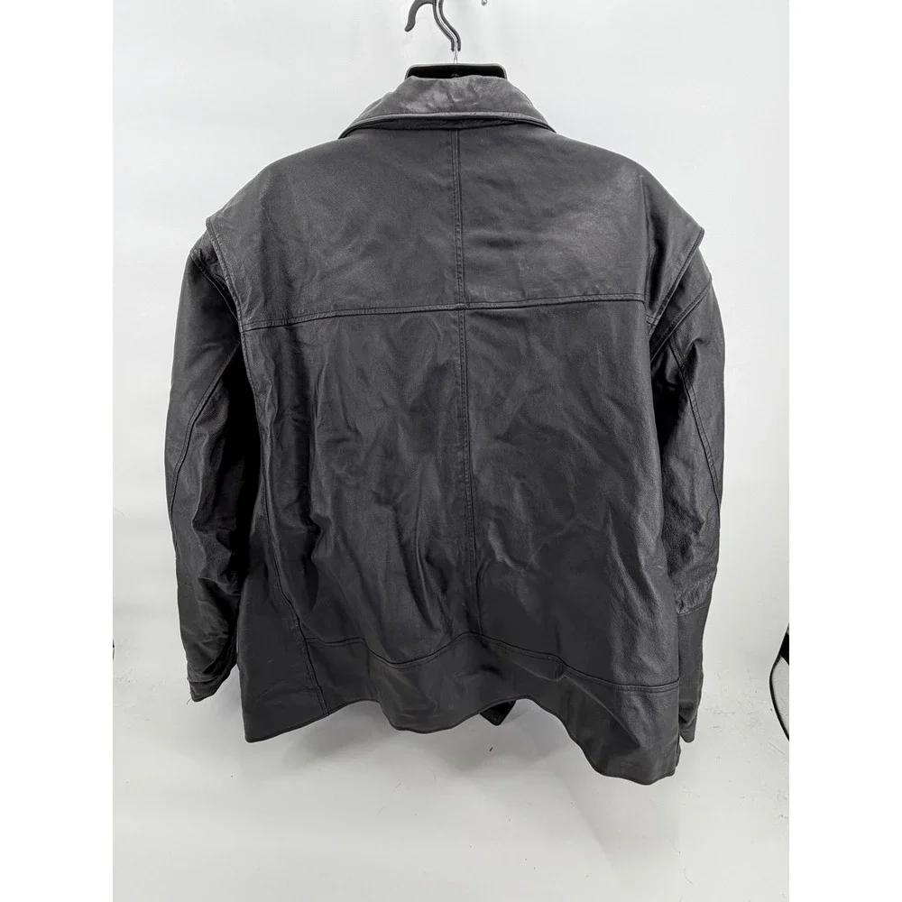 King SZ Men's 6XL Genuine Leather Biker Jacket Black Quilted Lining‎ Heavyweight